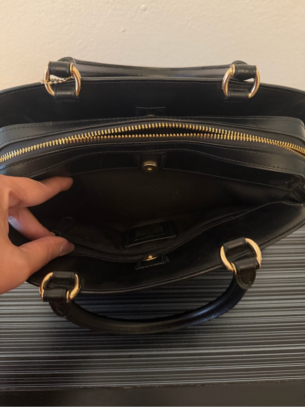 Coach Lillie Carryall Signature Canvas Brown Black Satchel Handbag 91495 - Picture 6 of 11